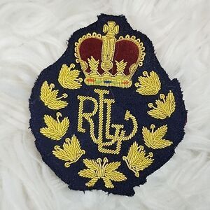 Ralph Lauren Crown Patch with Coordinating Embossed Gold Tone Buttons